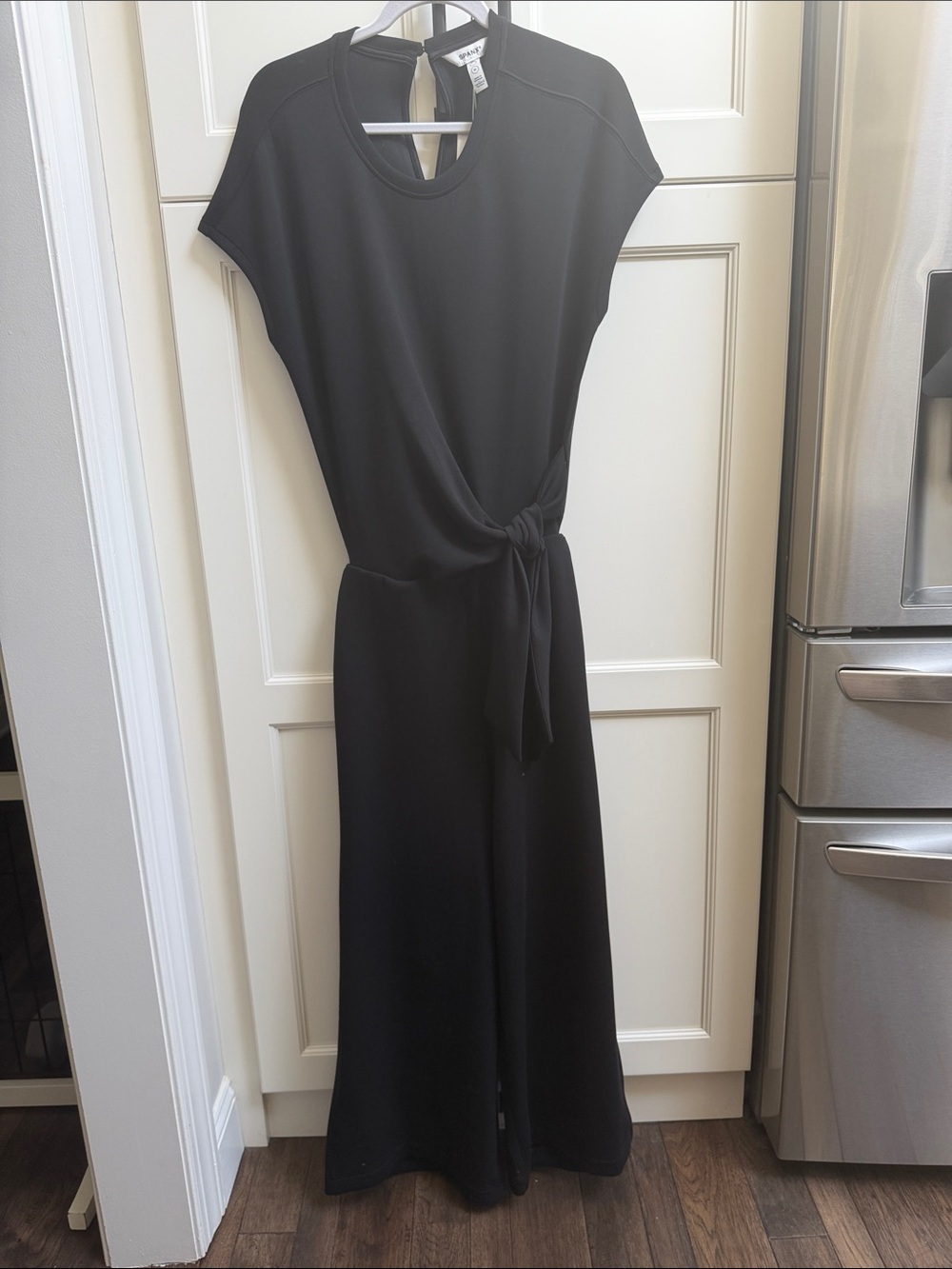 SPANX Black Short-Sleeve Tie-Waist Jumpsuit